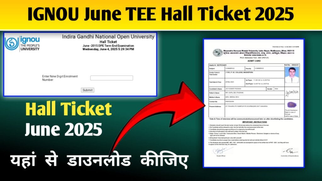 IGNOU June TEE Hall Ticket 2025