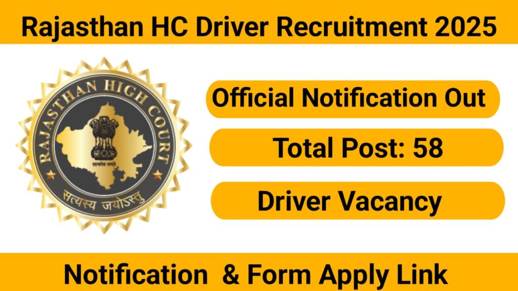 Rajasthan HC Driver Recruitment 2025